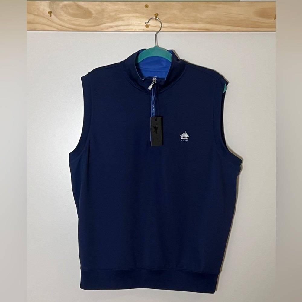 Fairway & Greene Tech 1/4 Zip Vest Navy Blue Golf Preppy Men Size Large NWT
